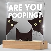 Funny Are You Pooping Bathroom Decor Gifts for Women Cat Lover, Black Cat Bathroom Acrylic Sign Decor for New Home