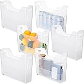 Qunclay 6 Plastic Freezer Organizer Bins with Wheel Set Clear Tall Narrow Kitchen Pantry Organizer Snack Storage Containers f