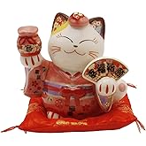 Tedkary Lucky Cat Fortune Cat Statue,Maneki Neko Beckoning Fengshui Wealth Cat for Wedding,Couple,Home,Copany,Birthday Gift,1PC