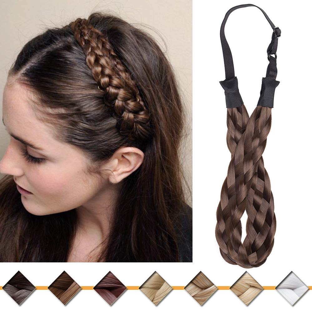 Silk-co Plaited Head Band in Ash Brown Hairpiece Braided Weave Hair Accessories Bohemian Plait Elastic Headband Twist Front — image 1