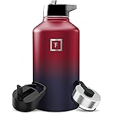 IRON °FLASK Camping & Hiking Hydration Flask with Straw, Wide Mouth Insulated Stainless Steel Sports Water Bottle - 64 oz Dark Rainbow