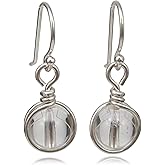 Sterling Silver Clear Quartz Drop Earrings, Handmade Natural Gemstone Dangle Jewelry