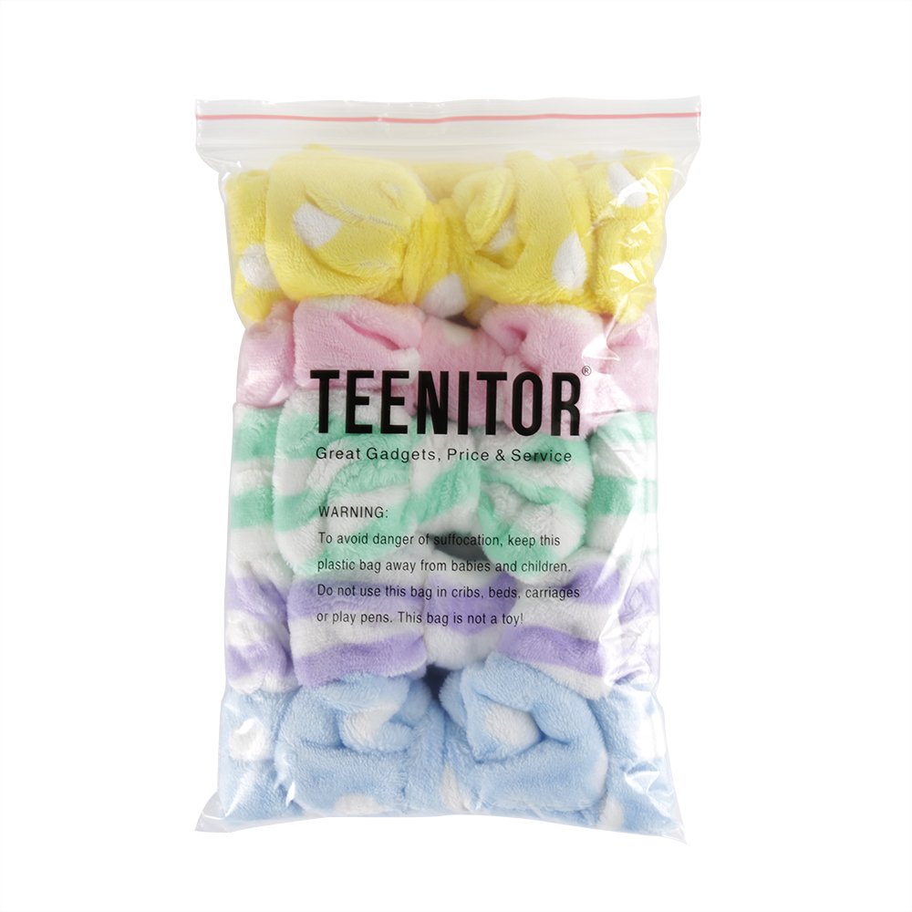 Bow HeadBands, Teenitor Women Headbands for Makeup Cosmetic Facial Shower Spa Elastic Hair Band Hairlace Headband for Baby girls Yellow Blue Green Purple Pink, 5pcs : Beauty