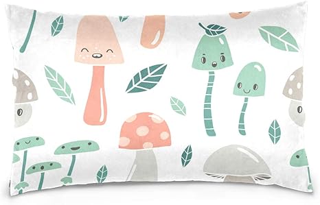 Amazon Co Jp Tskyoo 枕カバー キノコ 葉 かわいい クッションカバー 可愛い おしゃれ 綿100 ソファー ベッド 車 インテリア 部屋飾り 北欧デザイン 角型 プレゼント 50 66cm ホーム キッチン