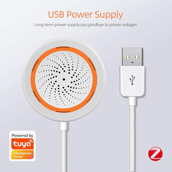 aixi SHS Tuya ZigBee Smart Alarm Sirene Luftfeuchtigkeit Temperatursensor 3 in 1 USB Netzteil Smart Life App Steuerung bentigt ein Tuya ZigBee 3 0 Gateway nicht enthalten