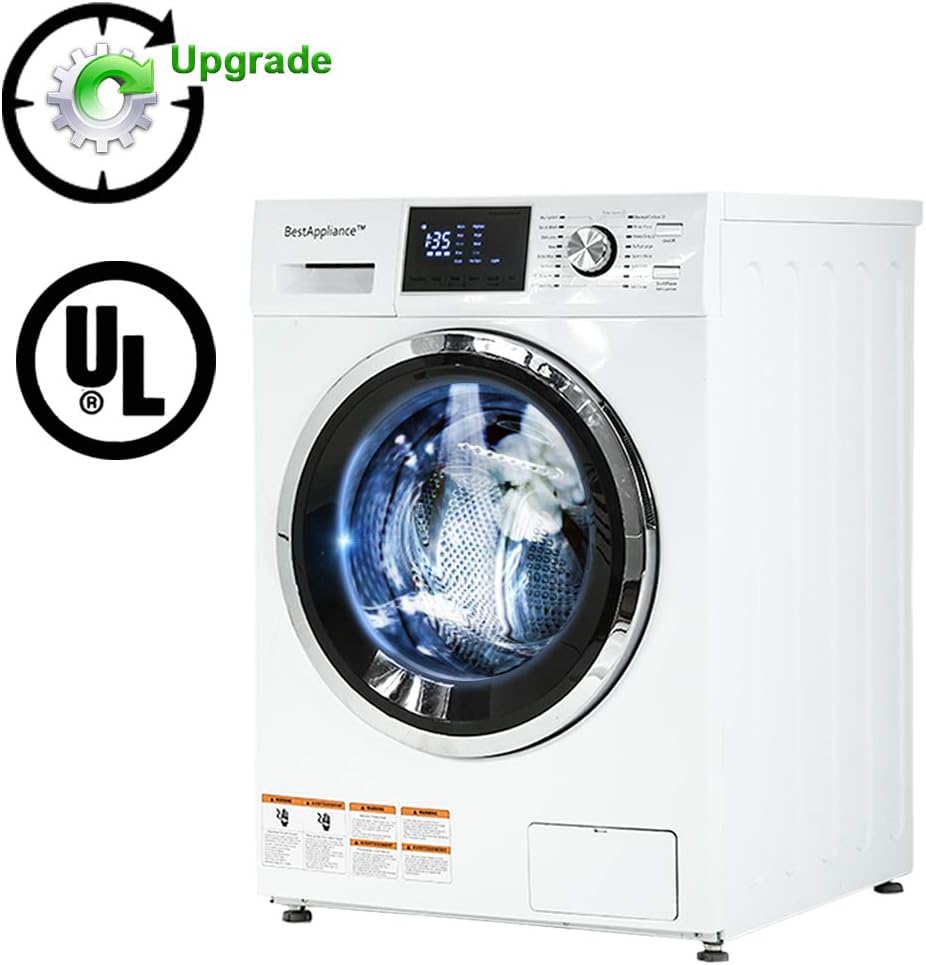 BestAppliance Combination TurboWash 2.7Cubic. ft. Capacity Compact Laundry 24" Electric Dryer and Washer Stainless Steel Drum With FourTransport Bolts,White, Upgrade