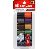 SINGER 60641 Polyester Hand Sewing Thread, Assorted Colors, 12 Small Spools, Dark