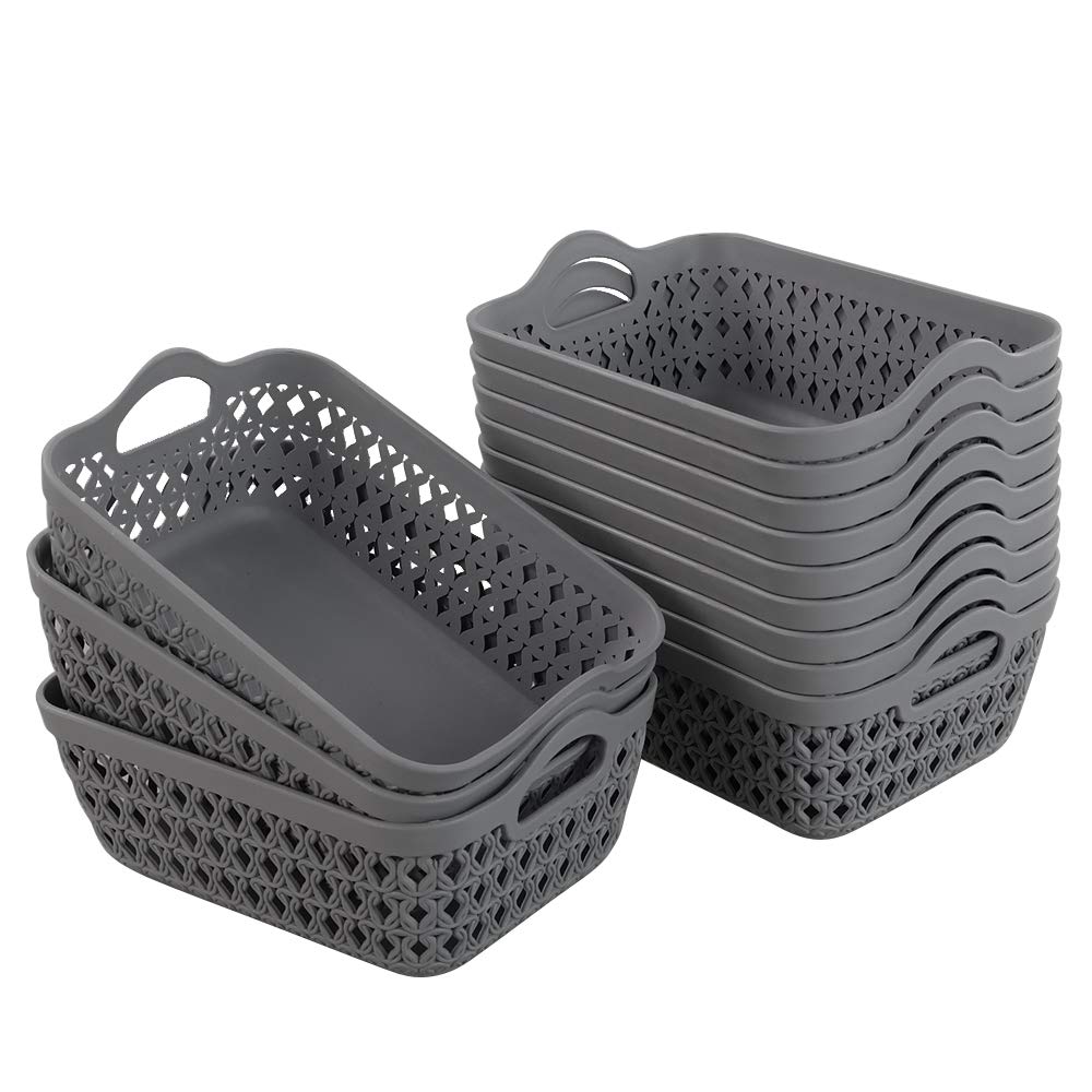 Dynko Mini Storage Tray, Plastic Storage Basket Trays Set of 12