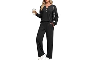 XIEERDUO Lounge Sets for Women 2 Piece V Neck Button Matching Sweatsuit Loungewear Fall Outfits Fashion Clothing Pajamas