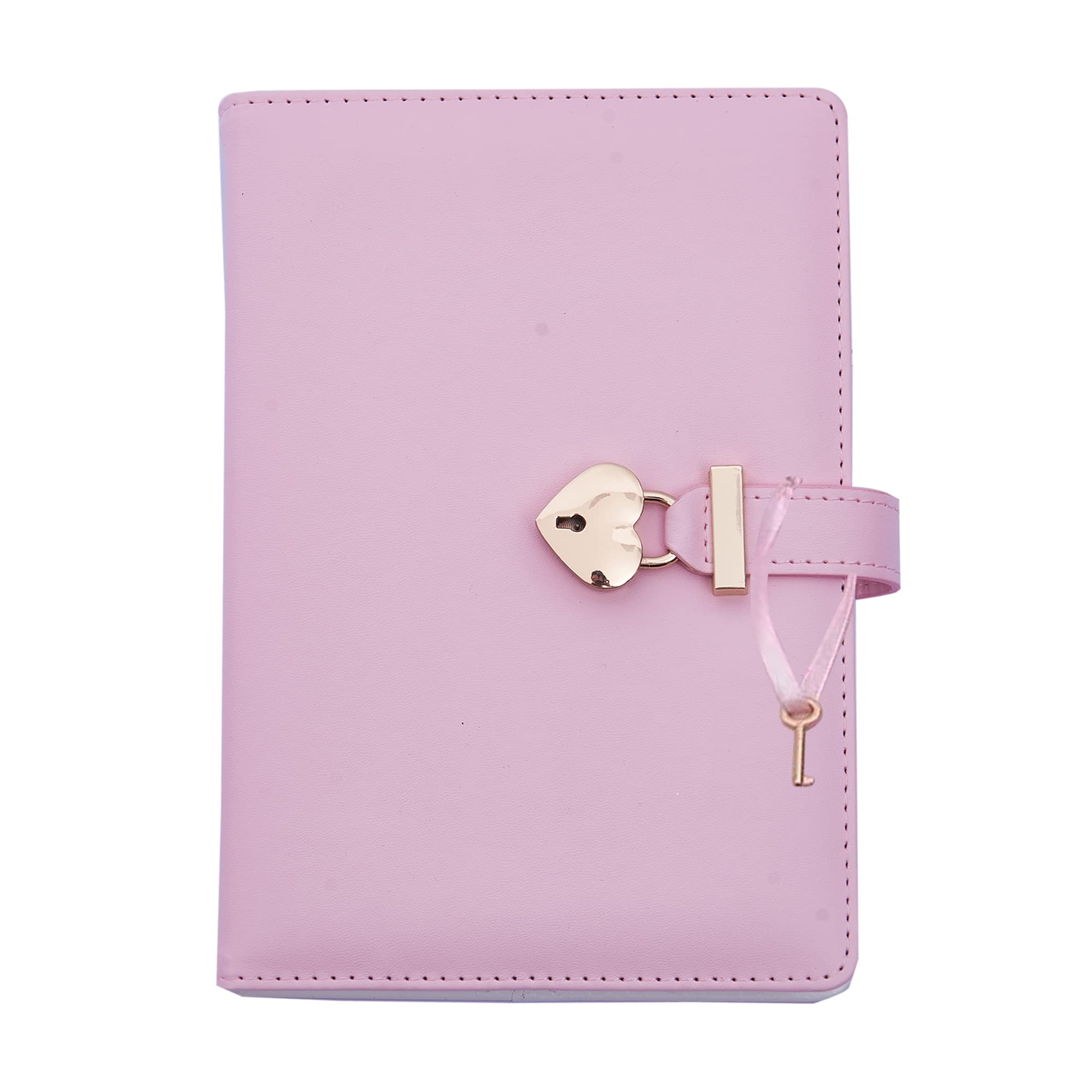LinYesh Diary with Lock and Key, A5 PU Leather Notebook Lockable Diary Travel Diary Girls Journal Notebook with Heart Padlock, Children's Birthday Gift, 145 x 210 mm