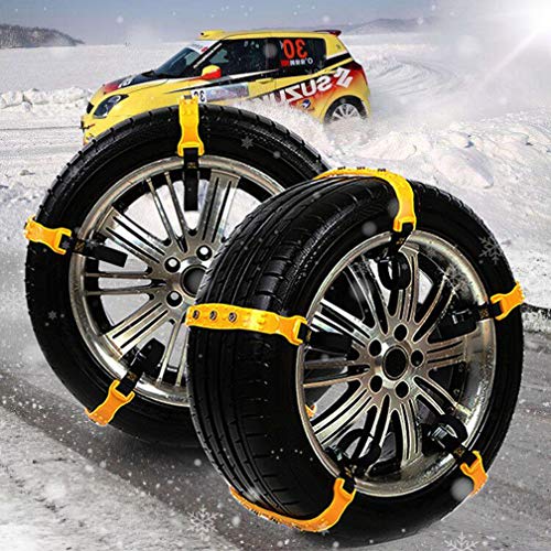 Snow Chains 10 Pcs Anti Slip Tire Chains Adjustable Security Emergency Car Tire Chains Fit for Most Car SUV Truck Vans, 185-295mm/7.2-11.6''