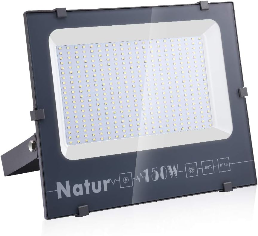 NATUR 150W LED Floodlight, 15000LM Outdoor Security Spotlights, Ultra Slim and Lightweight Design, 750W Halogen Equivalent, IP66 Waterproof, 3000K Warm White
