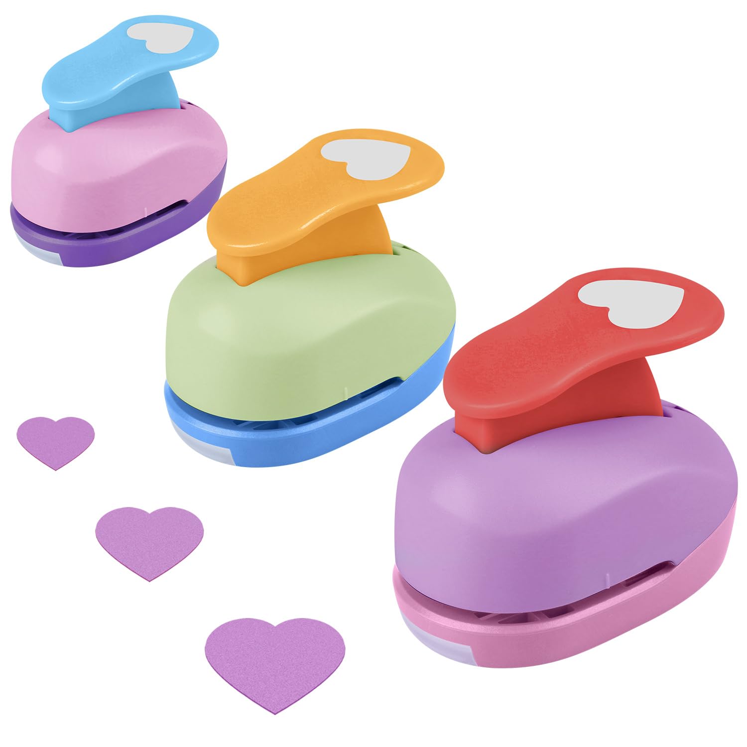 Ezydka Circle Punch 3 Pack Paper Punches for Crafts, Circle Cutter Punch DIY Hole Punch for Crafting Scrapbooking Cards Arts Fun Projects, 8mm 15mm 25mm (Heart)
