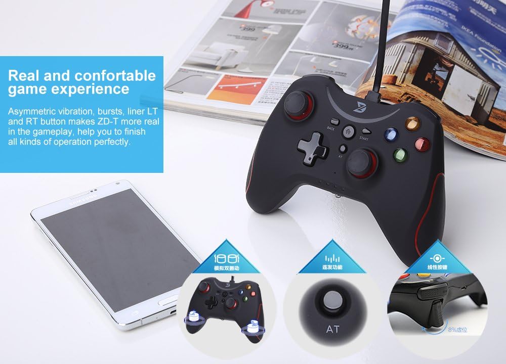 ZD T Gaming Wired Gamepad Controller Joystick for PC(Windows XP/7/8/8.1/10) / Playstation 3 / Android/Steam - Not Support The Xbox 360/One (T-Wired): Computers & Accessories
