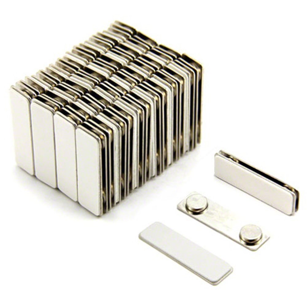 Magnetic Name Badge for ID, Staff, Guests, Visitors, Events, Work Clothes, Jacket, Shirt, Business with Self Adhesive and Metal Back - 45mm x 13mm - Pack of 100 โ image 1