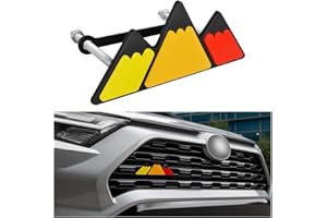 AICEL Tri-Color Grille Emblem for Car, 3 Color Snow Mountain Sticker Decoration, Triangle Badge Decal for Auto Bumper, Automotive Exterior Accessories, Universal Fit for Tacoma/4Runner/Tundra（Orange）