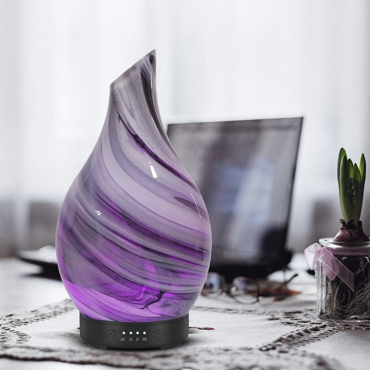 Essential Oil Diffuser Aroma Ultrasonic Diffuser, Night Light with Handmade Glass - Image 4