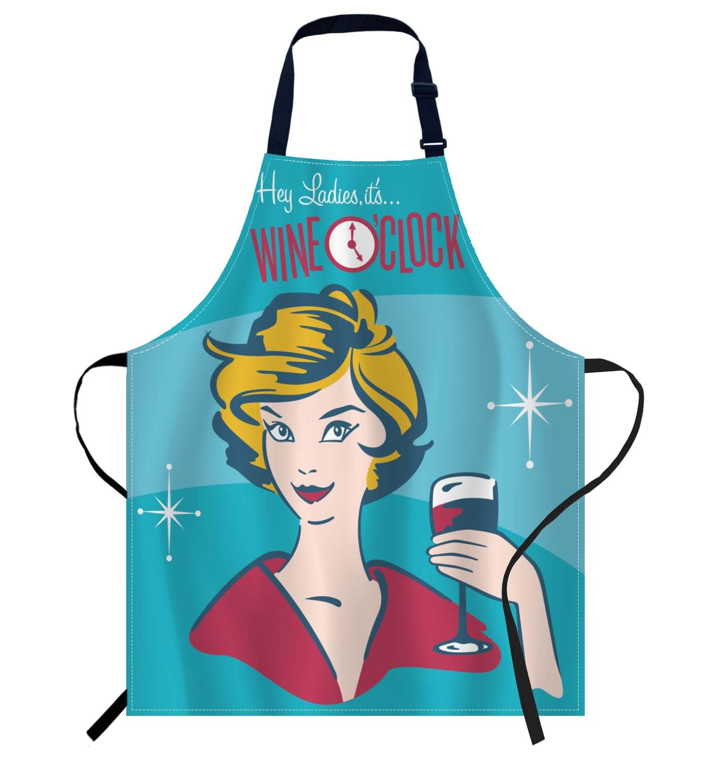 Smooffly Wine Oclock Apron - Men & Women's Chefs Apron, Kitchen & BBQ Bibs