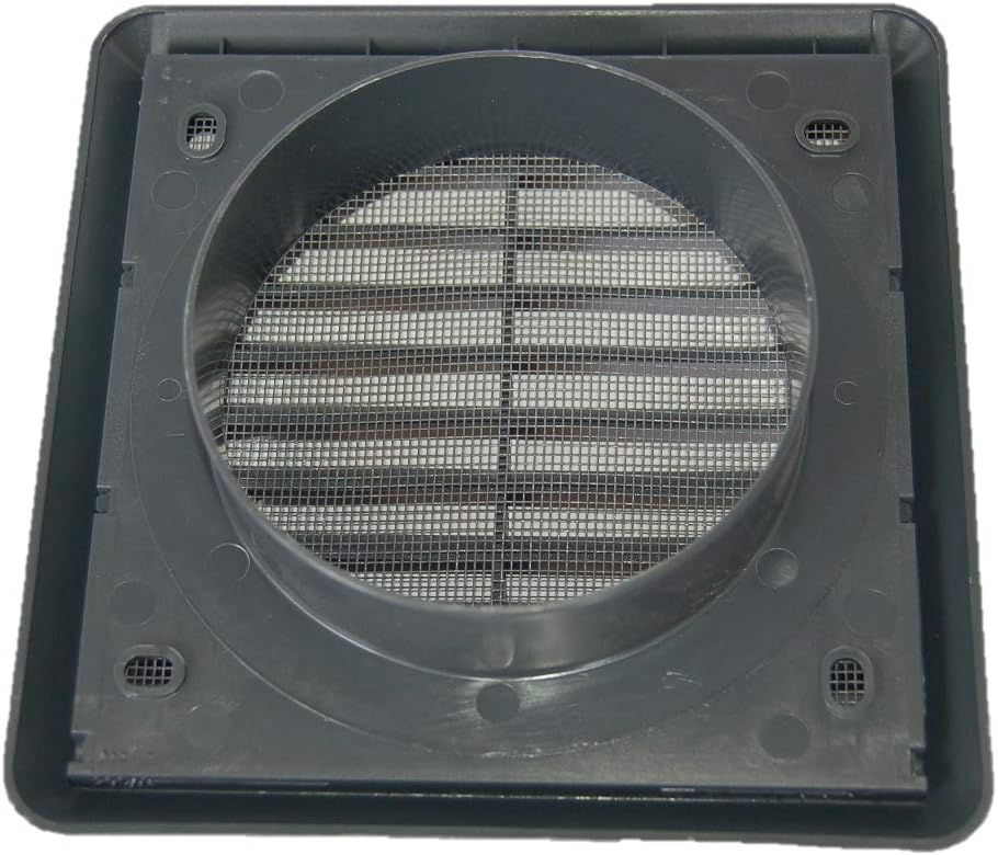 Fixed Louvered Wall Vent Grille 100mm / 4" Grey Anthracite RAL 7016 External Exterior Ducting Air Round Spigot Fly Screen - Image 3