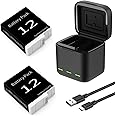 2 Packs 2050mAh Batteries for GoPro Hero 12 Black+3 Channel Battery Charger,Compatible with Go Pro Hero 9/10/11/12 Black Camera - Upgrade GoPro Accessory