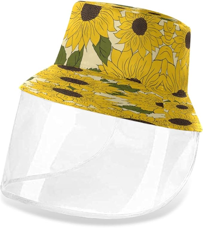 DXG1 Sunflower Hat with Face Shield Hats for Men Women Sun Protection