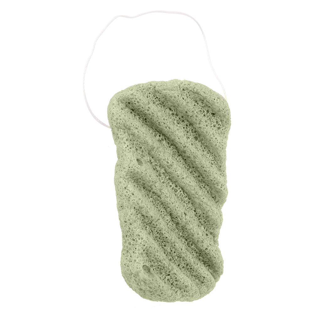 Konjac Sponge Set, Body Sponge Natural Long Wave Type Big Size Body Konjac Wash Face Flutter Facial Body Care Sponges for Body & Facial Sponge Deep Cleansing Sponge for Skin Care (Green)