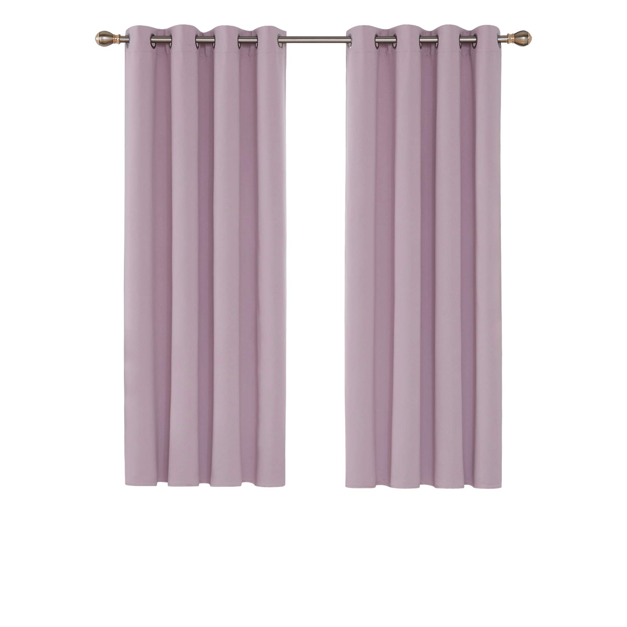 Deconovo Thermal Insulated Blackout Curtains, Anti-Cold, Curtains for Girls Room, Modern Design with Eyelets, 132 x 114 cm (Width x Height), Pale Pink, 2 Pieces — image 1