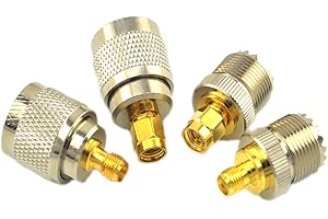 onelinkmore SMA to UHF RF Coaxial Extension Converter CB Connector kit SMA PL259 SO239 VHF Crimp Coax Adapter for Ham Radio Antenna Walkie Talkie Radio Pack of 4
