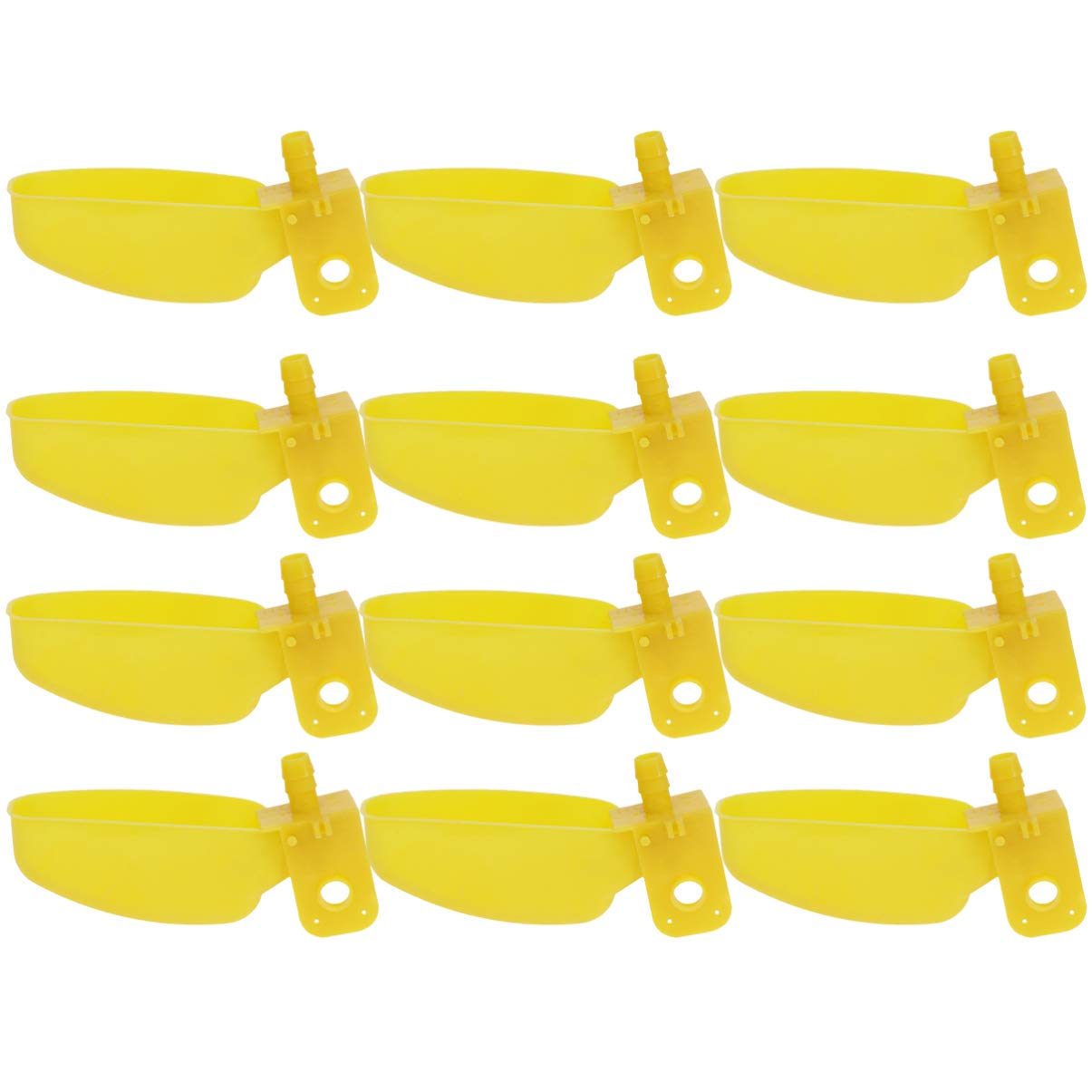 POPETPOP 12pcs Pigeon Water Dish Water Feeder Feeding Tool Bird Bowl Cage Drinking Dish for Quail Pigeon (Right Side)