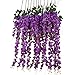 Luyue 3.18 Feet Artificial Silk Wisteria Vine Ratta Silk Hanging Flower Wedding Decor,6 Pieces,(Purple) primary