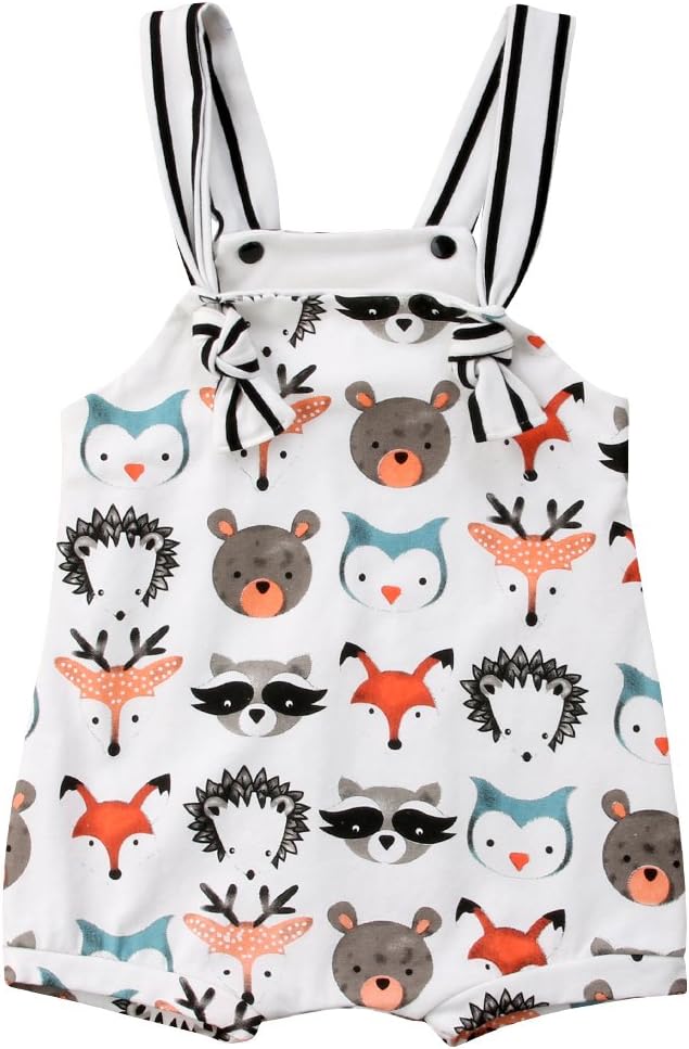 Cute Newborn Baby Girl Boy Animal Print Sleeveless Romper Jumpsuit One-Piece Bodysuit