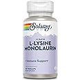 SOLARAY L-Lysine Monolaurin Immune Support Supplement, 1:1 Ratio for Immune System Function, 500 mg Each, 60-Day Money Back Guarantee, 30 Servings, 60 VegCaps
