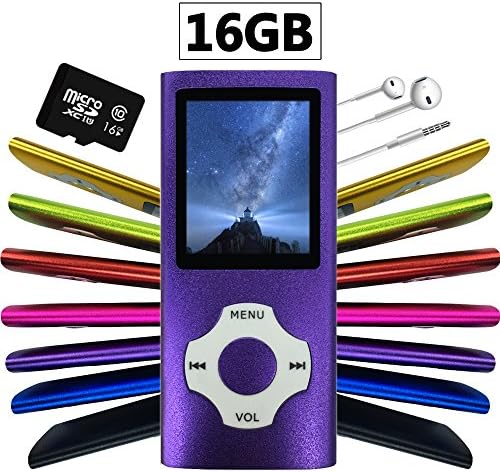 Wyne Technology Versatile &amp; Portable 16GB Mini MP3 MP4 with Micro SD Card Music Player Sound Entry Hi-Fi Media Player Video Player FM Radio E-book Viewer Photo Viewer Voice Recorder (Purple)