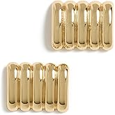 Heaven Mayhem Clemmie Earrings – Women’s Ribbed Curved Design Minimalist Earrings, Classic Lightweight Pair for Pierced Ears
