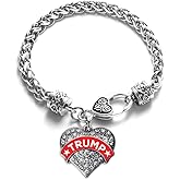 Inspired Silver - Silver Pave Heart Charm Bracelet with Cubic Zirconia Jewelry