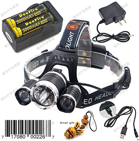 LED Headlamp 3 x Cree XML T6 +2r5 Headlamp Headlight Waterproof Led Headlamp+218650 Battery 3000mah +Ac/car Charger for Hiking Camping Hunting Night Riding
