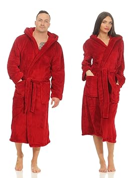 etérea Bademantel für Damen und Herren mit Kapuze | Flauschige Unisex Kuschelfleece Saunamantel Mustique | Bordeaux, Größe: S
