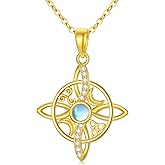 UXQ 14K Solid Gold Celtic Knot Necklace for Women, Real Gold Amulet Pendant, Irish Pendant Necklace, Jewelry Mother's Day Birthday Gifts for Women, Girlfriend, Wife, Mom, Her