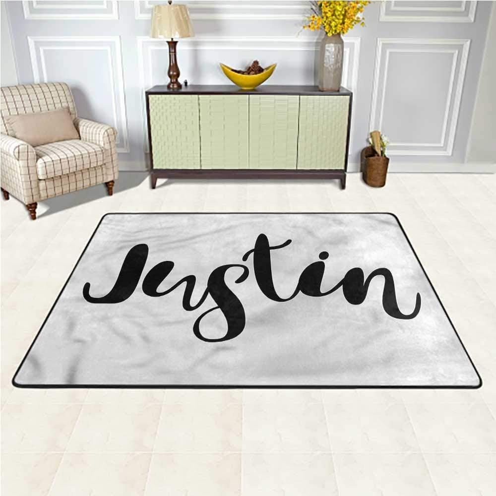 Area Rug Justin, Modern Popular Male Name Floor Rug Home Decor Mats Entrance Door Rug Shoes Scraper 7 x 7 Feet