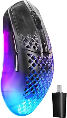Aerox 3 Wireless Gen 2 - Souris 68 g, Polling Rate 4K (4000 Hz), Capteur Optique 26K DPI, Batterie 200h, Étanchéité IP54, Switchs 80 Millions de Clics, RGB, Patins 100% PTFE, Shadow