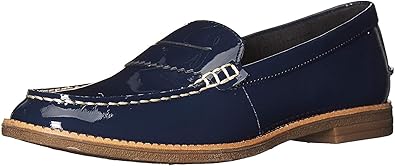 navy patent loafers