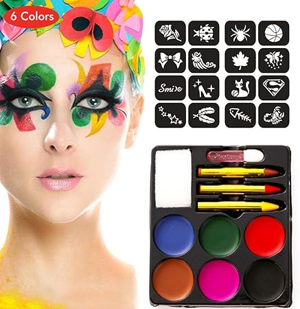 Amazon Shengo フェイスペイント ボディペイント 絵の具 セット メイクアップ ハロウィン 仮装 クリスマス コスプレ 小道具 ステッカー付キ メイクアップ おもちゃ