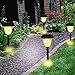 Sogrand Solar Garden Lights Outdoor Decorations Home Decor Stakes Yard Decorative Stake Light Deal of The Day Prime Today Warm White LED Bright Waterproof Lantern For Outside Landscape Walkway 4Pack