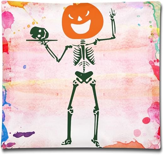 Esqueleto Jack O farol cuadrado manta decorativa almohada 18 "x 18