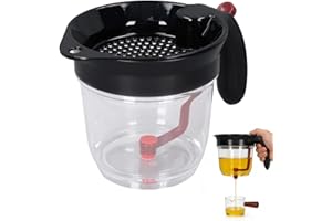 Buachois Fat Separator Gravy,1000ml Fat Separator with Bottom Release,Gravy Separator & Fat Separator Cup,Oil Strainer, Degre