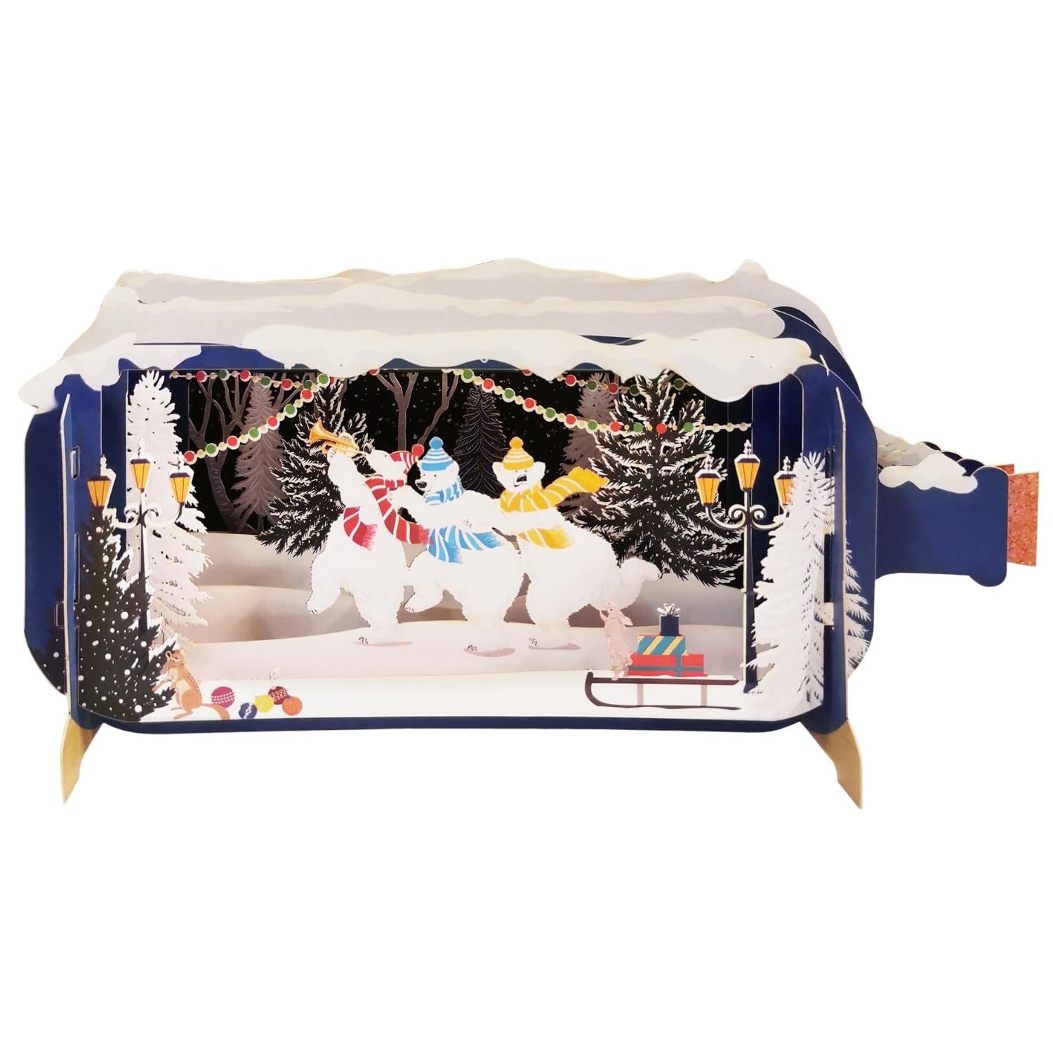 Message in A Bottle Polar Bears Pop Up Christmas Greeting Card XMIB092