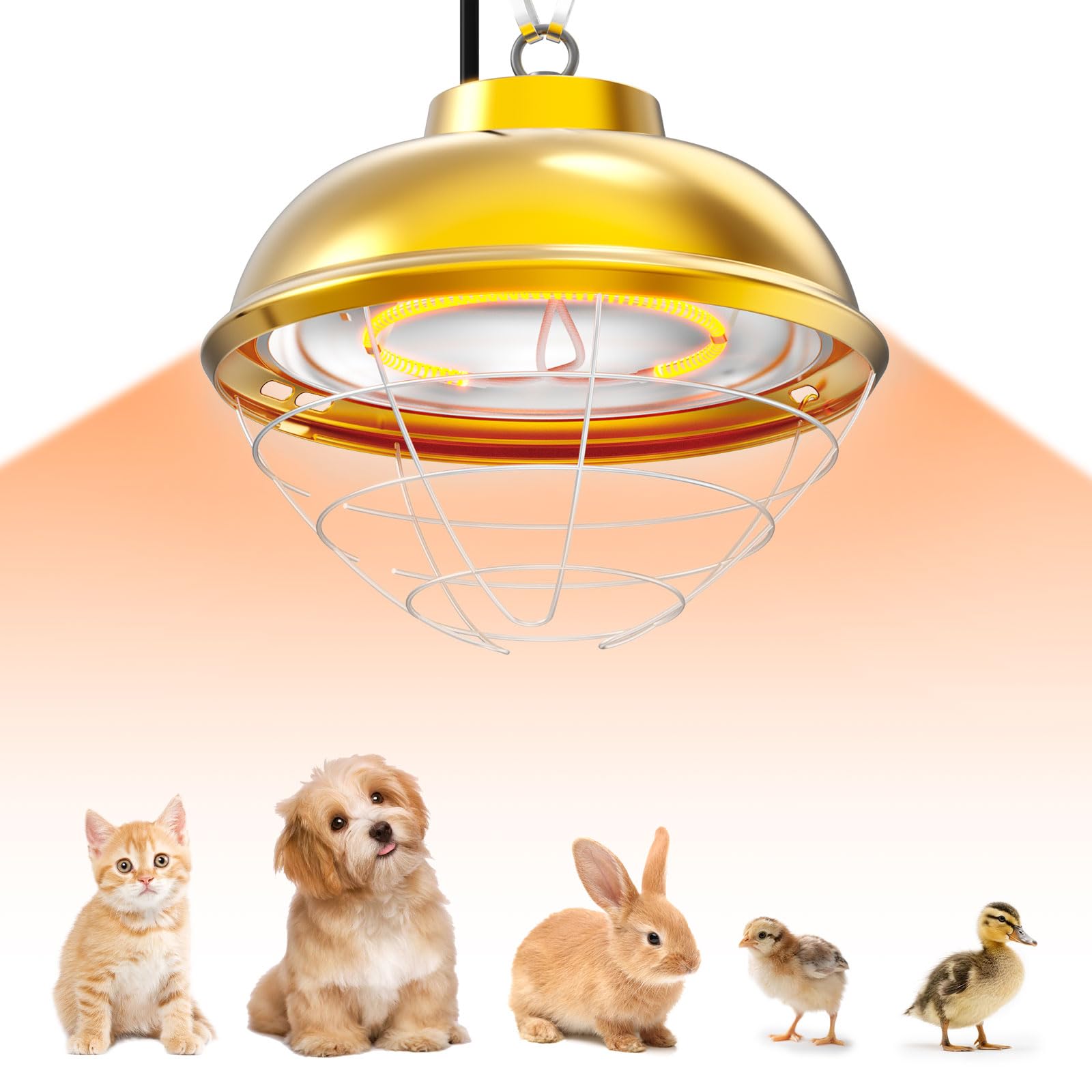 Photo 1 of 300 Watt Heat Lamp for Chicken Coop, Hanging Chicken Coop Heater, Carbon Fiber Bulb Waterproof Coop Heater with 2 Heating Levels, Chicken Warmer Lamp for Indoor Poultry Pet House Livestock Greenhouse