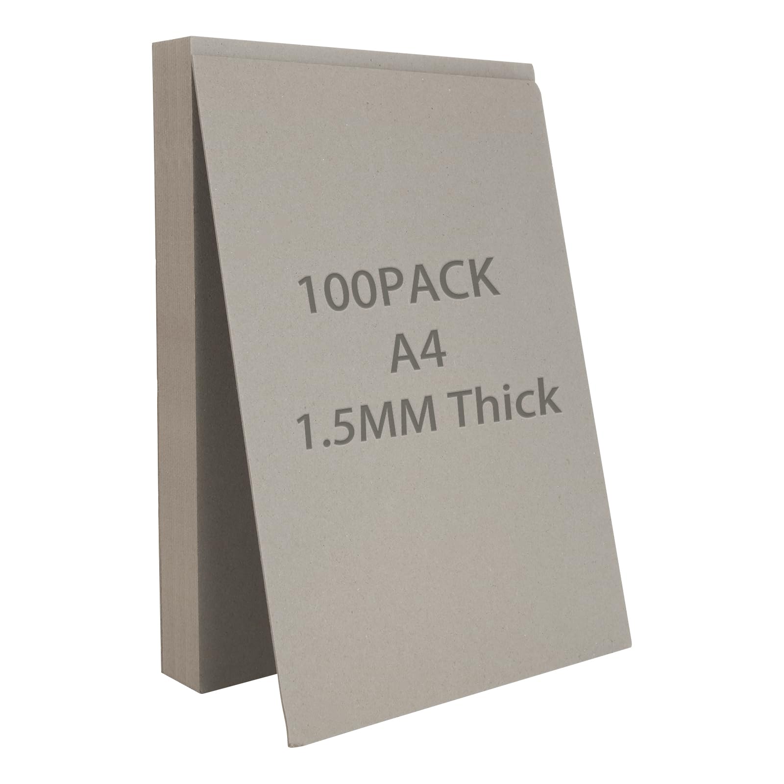 SHUESS A4 Greyboard 100 Sheets - 1500 Micron A4 (29.7 X 21 cm) Chipboard Sheets - Double-Side Grey Board - Thick Cardboard for Model Making, Thick 1.5 MM