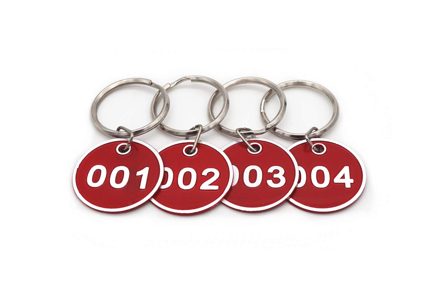 NanTun Aluminum Alloy Metal Key Tag Set, Number ID Tags Key Chain, Numbered Key Rings, 50 pieces - Red -1 to 50