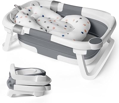 Adoraland Baby Bath Foldable Tub Collapsible Infant Bath 0-12 Months Grey